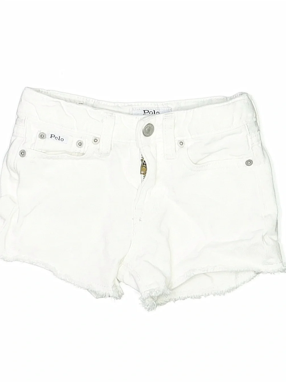 Ralph Lauren White Denim Cutoff Shorts with Frayed Hem